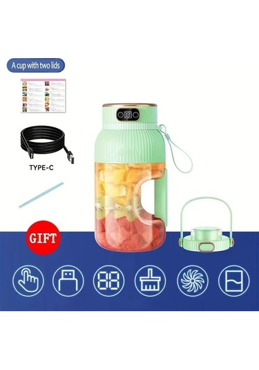 Fastbuy Mavi 4 Mevsim 40-58 Oz Usb Şarjlı Çift Kapaklı Sıkıcı, Ev Ve Seyahat İçin Kullanışlı Mavi