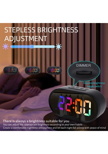 Gajeena Rgb Led Ekranlı Banyo Aynası Alarm Saat - 12/24 Saat, 2 Alarm, Uyku Modu, Sürekli Işık Regülasyonu, Ses Ayarı, Usb Şarj Portu - Siyah Pil Dahil Değil