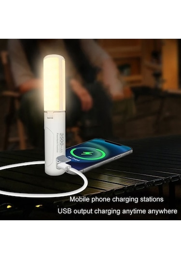 Maoyaya 3500mah Taşınabilir El Lambası M26, Katlanabilir, Üçlü Yaprak Kanca, Çok Fonksiyonlu Kamp Işığı Beyaz Beyaz