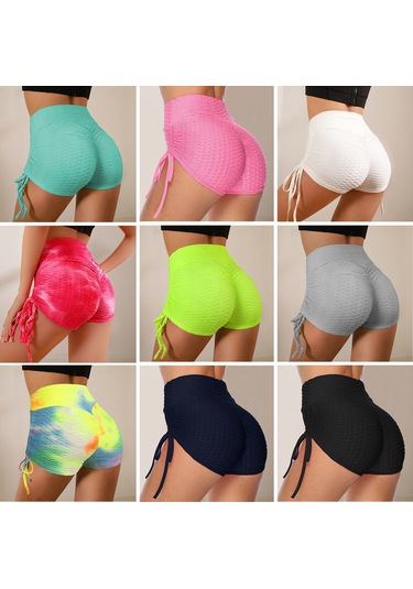 Skycity Yüksek Bel Yoga Şortu - Nefes Alabilen Kumaş, Yan Bağcıklı, Spor Ve Koşu İçin Beyaz