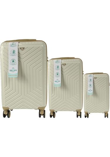 Metropolitan Sdr 103 Pp Valiz Seti - Büyük + Orta + Kabin Boy - Kemik / Şampanya