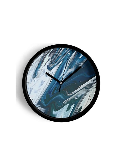 Soyut Tasarım Modern Duvar Saati - 25cm - Önü Camlı Siyah Kasa - Sessiz Mekanizma-jh0032 Siyah