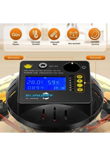 Evonest Evo-ufo-48 48 Yumurtalık Ufo Model Tam Otomatik Kuluçka Makinesi