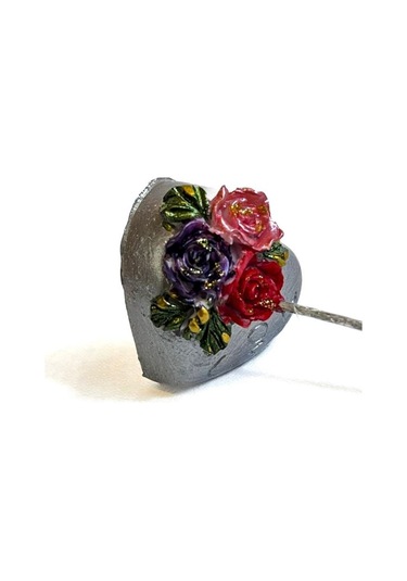 Uretti - Hülya 6683 El Yapımı Kalpli Dekoratif Notluk / Masaüstü Aksesuarı 1 Adet