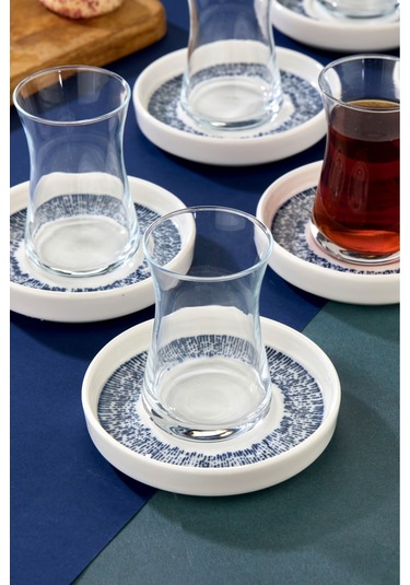 Cooker 6'lı Lyon Porselen Çay Tabağı Mavi