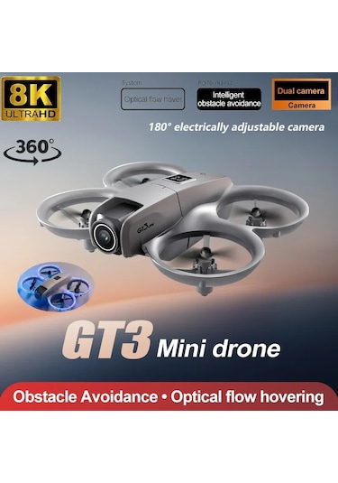 2025 Yeni Led Mini Rc Led Işıkları Ile Donatılmış Drone Hd Çift Kamera 360-degree 6k-grey-dc