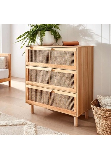 Ahşap Rattan Model Şifonyer Ceviz