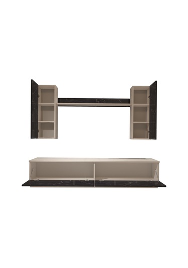 Decoraktiv Eko 5db Mdf Std Tv Ünitesi Tv Sehpası Beyaz - Siyah Mermer