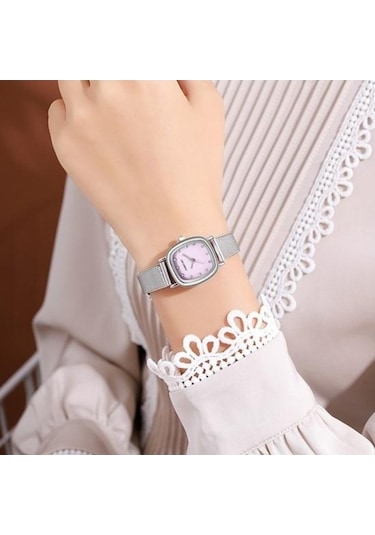 Yingfu Mor Kadın İzle Kadranlı Minimalist Elbise Kol Saati Bayan Kız Moda Takı Doğum Günü Hediyesi/ Mor