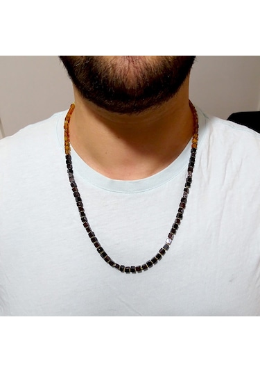 Polonya Pres Damla Kehribar Kolye N11.34934 Gri