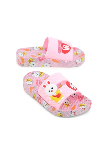 Gezer Rabbit Kız Çocuk Yazlık Airblow Islak Zemine Uygun Rahat Taban Ev Banyo Havuz Plaj Günlük Terl PEMBE