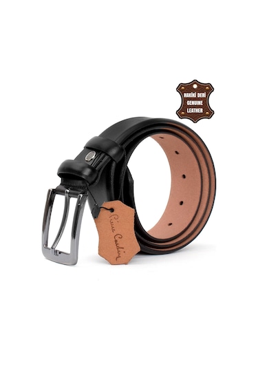 Pierre Cardin Pc401 Erkek 4 Cm Hakiki Deri Kemer Siyah-siyah Siyah