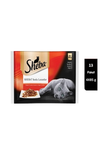 Sheba Karışık Etli Pouch Yetişkin Kedi Yaş Maması 4 x 85 G 13'lü