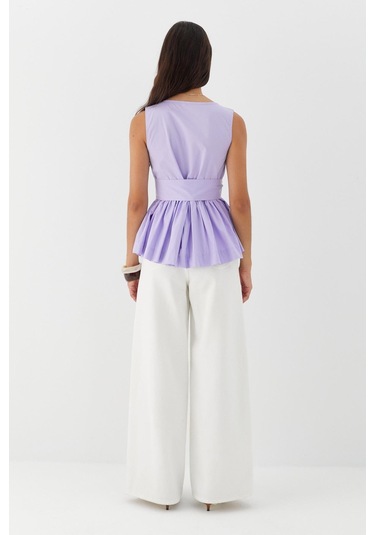 Kuşak Bağlamalı Kolsuz Bluz Lila LILA