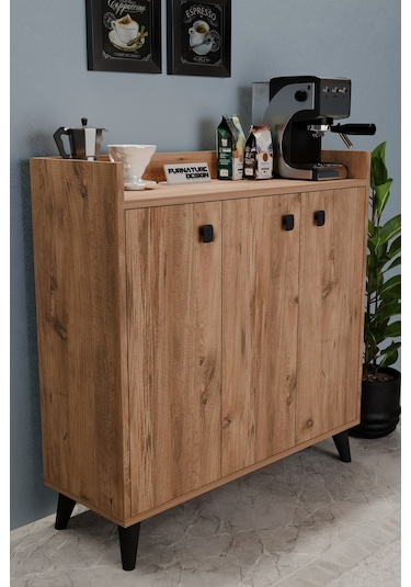 Milan Kahve Köşesi Mutfak Dolabı Çok Amaçlı Kiler Erzak Dolabı Çam