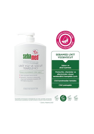 Sebamed Hassas Ciltler İçin Pentavitin İçerikli Nemlendirici Etkili Yüz ve Vücut Temizleme Jeli 1000 ML