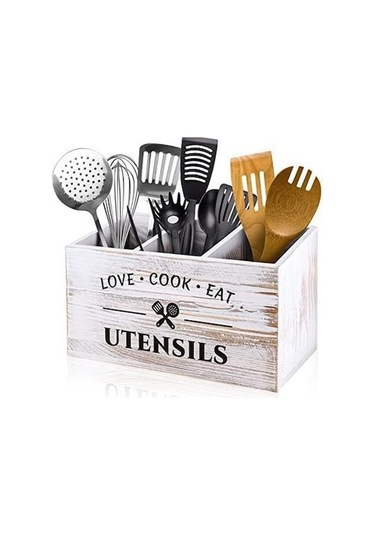 Mutfak Eşyası Düzenleyici Kutusu, Bıçak, Çatal Ve Kaşık Sınıflandırması Saklama Sepeti Beyaz Beyaz