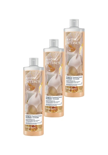 Avon Senses Simply Luxurious Beyaz Şeftali ve Vanilya Kokulu Krem Duş Jeli 3 x 500 ML