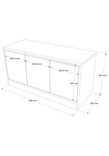 Comfort Puflu Minderli Oturaklı Ayakkabılık 3 Kapaklı Dolap Beyaz