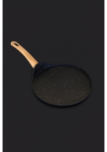 Siyah Granit Krep Tavası 24 Cm Yanmaz Yapışmaz Yüzeyli, Ergonomik Saplı Döküm Krep Tava Gri