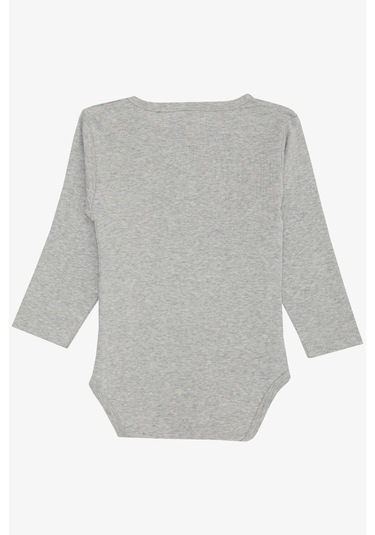 Breeze Erkek Bebek Çıtçıtlı Zıbın Body Mutlu Dinozor Baskılı 9 Ay-3 Yaş, Gri Melanj-gri Melanj Gri Melanj