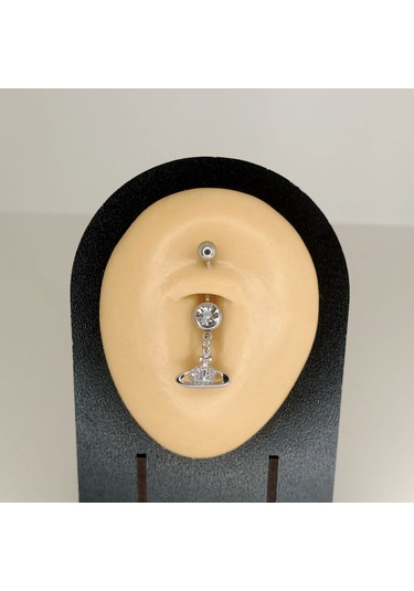 Aya Tasarım Gümüş Renk Saturn Model Göbek Piercing