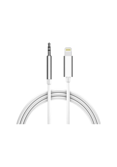 Lightning To 3.5mm Aux Ses Kablosu 1 metre Dönüştürücü Çevirici - Beyaz
