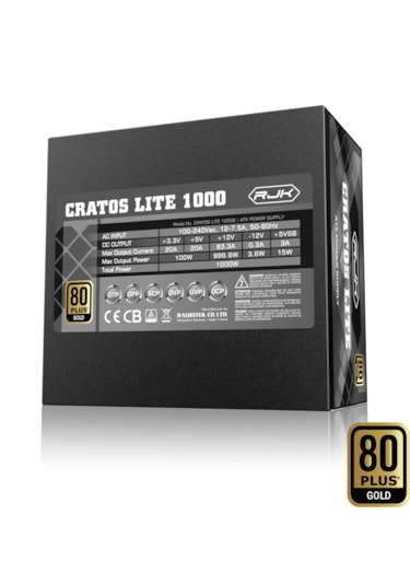 Raijintek Cratos Lite 1000w 80+ Gold Atx 3.1 Pcıe 5.1 Siyah Güç Kaynağı 0r30b00036