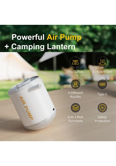 Tenfowee Beyaz Usb Şarjlı Minyatür Hava Pompa, 2000mah Batarya, 6 Uç, 200l/dk Akış, 35000rpm Motor, Led Işık, Havalandırma/boşaltma, Matras/yüzme Halka İçin Tenfowee Beyaz Usb Şarjlı Minyatür Hava Pompa, 2000mah Batarya, 6 Uç, 200l/dk Akış, 35000rpm Motor, Led Işık, Havalandırma/boşaltma, Matras/yüzme Halka İçin