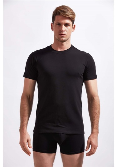 Josejuan 2'li Erkek Atlet Sıfır Yaka Yarım Kollu Koton Likralı 1300-2'li Siyah