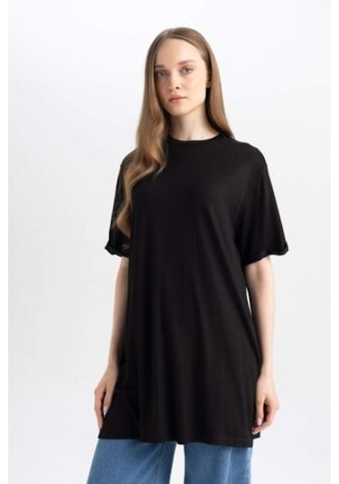Defacto Regular Fit Kısa Kollu 2li Basic Tişört Tunik D5479axnsbk21 Siyah