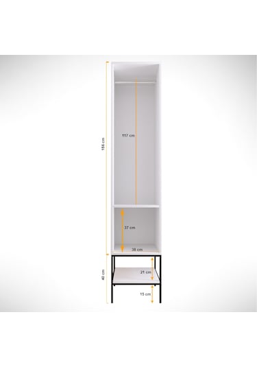 Pasific Home Martin 1 Kapaklı Gardırop Elbise Dolabı Parlak Beyaz