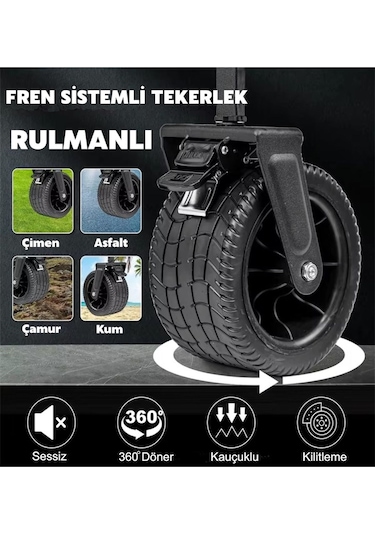 Katlanır El Arabası Wagon Araba Kamp Arabası 100 Kg Taşıma Kapasiteli Outdoor Plaj Kamp Arabası Siyah