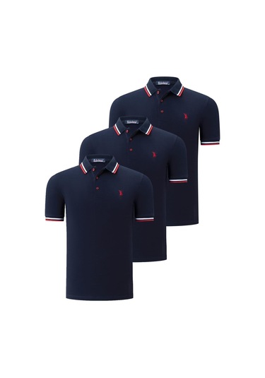 Üçlü Set T8594 Dewberry Erkek T-shırt-lacivert-lacivert-lacivert Lacivert-lacivert-lacivert