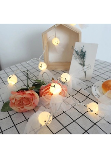 Suofeng Halloween Dekoratif Işık Zinciri 10 Led Fantom/kemik/örümcek Desenli Pil Yok Duvar/veranda Süsü