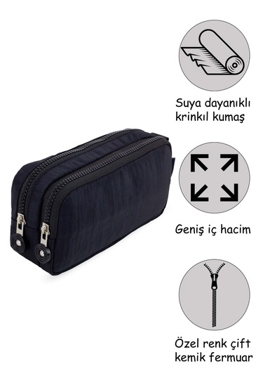 Siyah Su Geçirmez Krinkıl Kumaş Çift Bölmeli