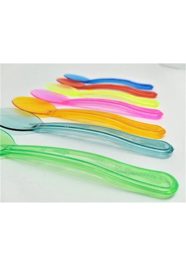 Plastik Şeffaf Pembe Sup Kaşık - Tatlı Dondurma Kaşığı - 12.5 Cm. - 50 Adetlik 5 Paket Pembe