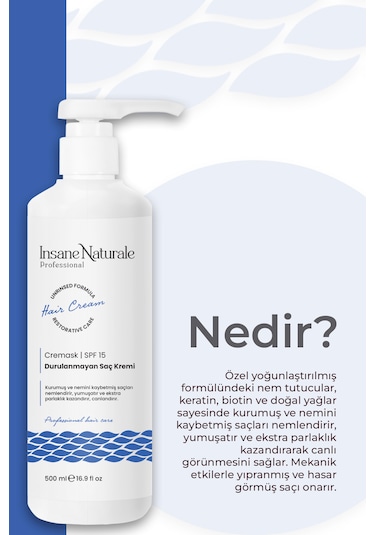 Insane Naturale Durulanmayan Saç Bakım Kremi 500 ML