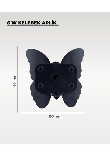 6w. Kelebek Aplik Çift Yönlü Amber Işık Siyah