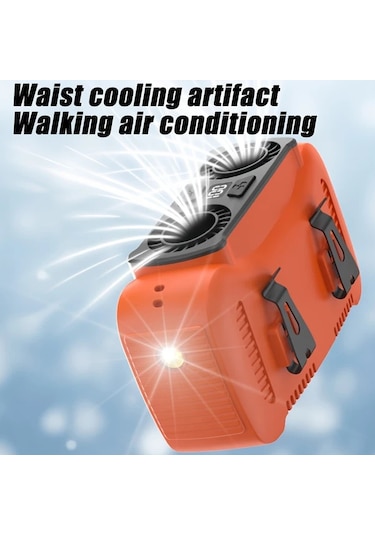 Motion003 Turuncu Taşınabilir 3ü 1 Arada Fan Power Bank 5 Hız Ayarlı Giyilebilir Usb Şarj Edilebilir Mini Boyutlu Uyarı Işıklı