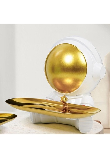 Opulentliving Reçine Astronot Heykeli, Anahtar Telefon Saklama, Suntek Konteyner Bibloları İçin Tepsi Orta Boy Orta