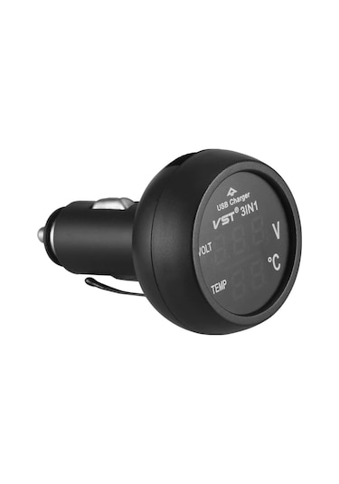 Oto Çakmaklık Usb Şarj Soketi Voltmetre Termometre 12/24V Mavi (514252652)