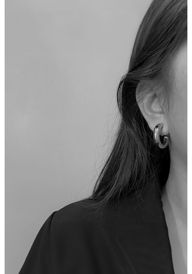 Chavin Gri Bijuteri Deliksiz Kulaklar İçin Geçirmeli Küpe Ev16by Gri