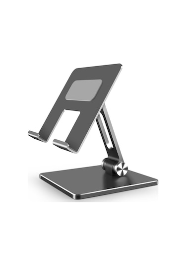 Mufunye Alüminyum Çelik Masaüstü Telefon Ve Tablet Tutucu - 180 Derece Açı Ayarlı, Katlanabilir, Evrensel Uyumlu, Gri Renk