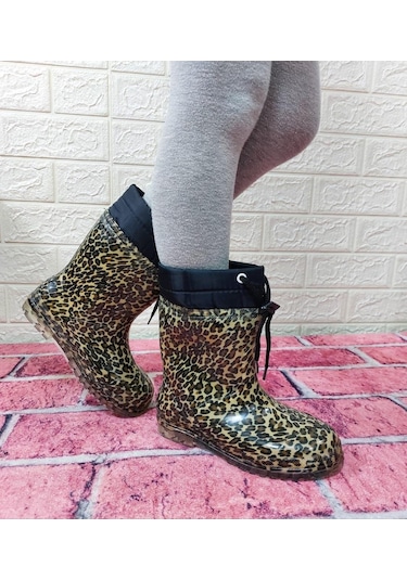 Çağrı Leopar Desenli İçi Kürklü Kız Çocuk Kar Yağmur Çizmesi 001