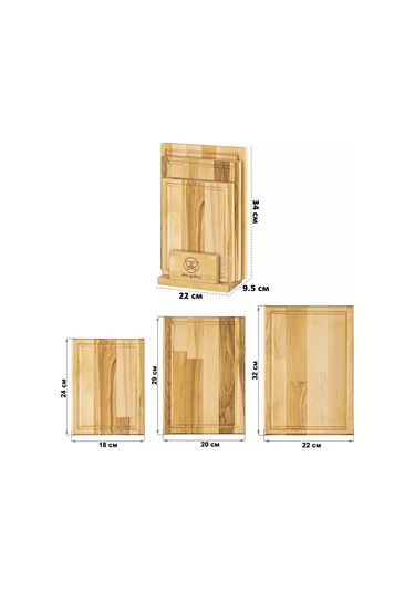 Elan Gallery Kesme Tahtası 3 Adet, Standlı 234251396 Kahverengi