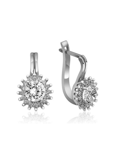 Gümüş Mengeçli Yuvarlak Kesim Küpe Gümüş