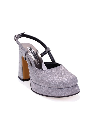 Dagoster Dza07-337560 Platin Simli Platform Topuklu Kadın Ayakkabı Platin