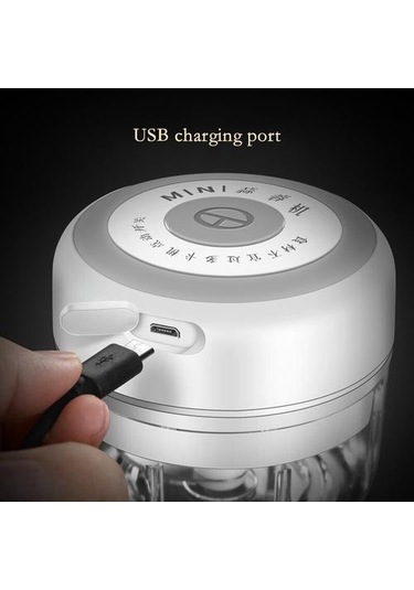 Elektrikli Gıda Crusher Mini Sarımsak Basın Sarımsak Sebze Kıyıcı Mutfak Ezilmiş Sarımsak Zencefil Ezilmiş Biber Beyaz, 250ml Ahşap - Pudra