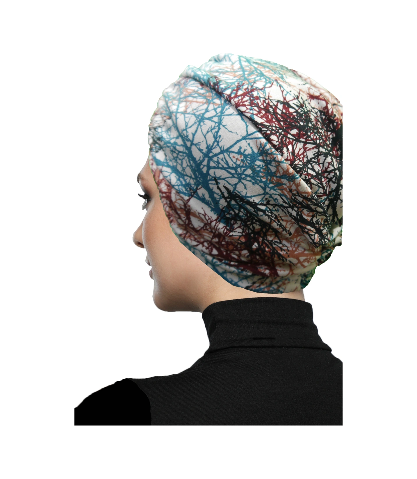 Batikli Model Desenli Çapraz Ve Bant Detaylı Astarlı Hazır Türban Tesettür Havuz Bonesi Karışık Renk